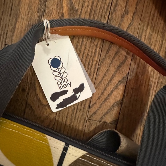 Orla Kiely Stem Print Tote in Cream, Orange, and Green. - Picture 2 of 8